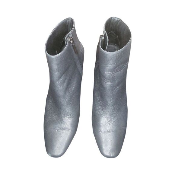 Zara Ankle Boots Women Sz 9 Wide Heeled Black Leather Designer Winter Workwear - Picture 2 of 6